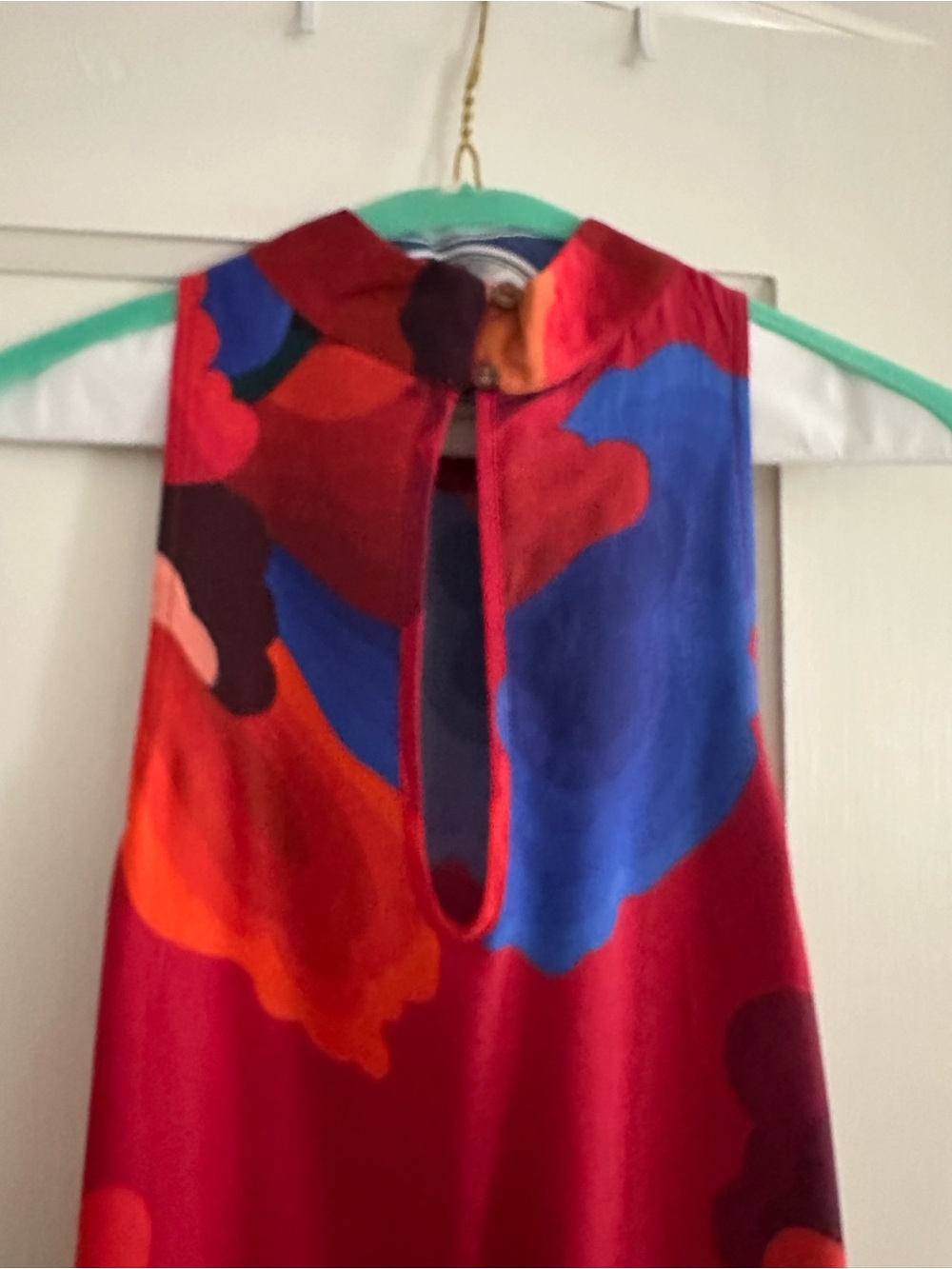 FARM Rio Red Maxi Dress with Blue and Orange Floral Shapes - Picture 3 of 4